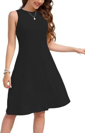 nclook Womens Summer Casual Dresses Sweet Cute Crew Neck Midi Dress