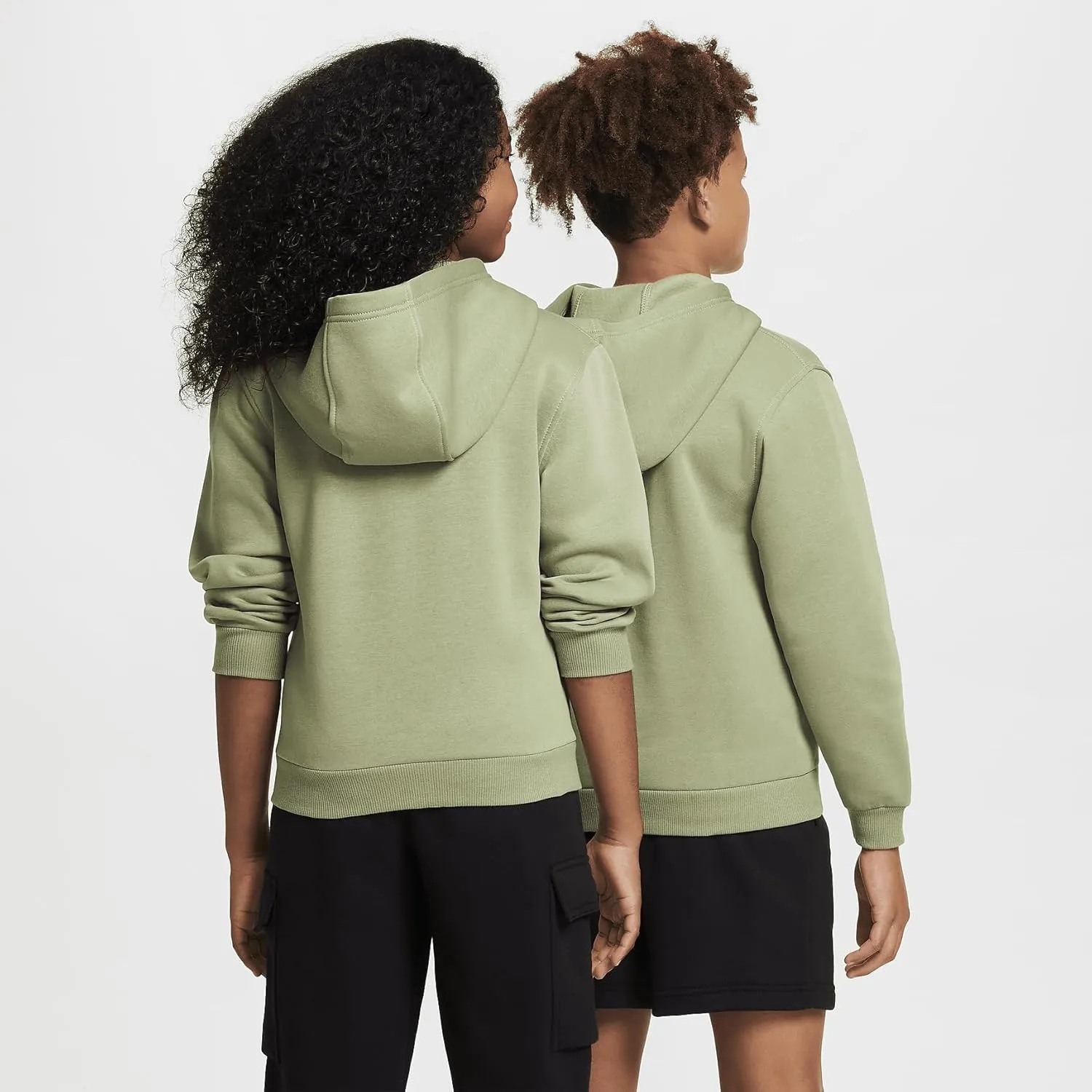 Nike Sportswear Club Fleece Big Kids' Full-Zip Hoodie (FD3004-386, Oil Green/White)