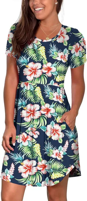 Nova In Sky Women's 2025 Casual Dresses Short Sleeve Summer Dress Loose Fit Sundress with Pockets