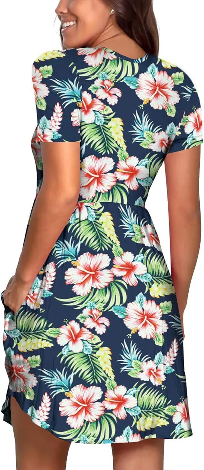 Nova In Sky Women's 2025 Casual Dresses Short Sleeve Summer Dress Loose Fit Sundress with Pockets