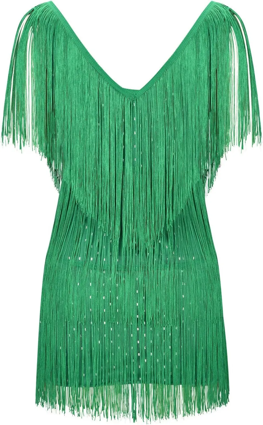 Oplxuo Cocktail Dresses for Women Sexy Deep V-Neck All-Over Fringe Spaghetti Straps Dress Sequins Feather Prom Party Dress