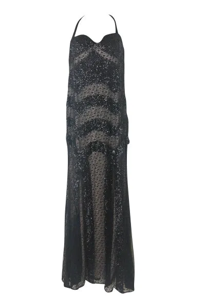 Outlet - Rose Noir - Long Beaded  Formal dress