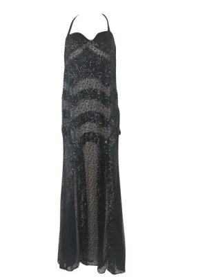 Outlet - Rose Noir - Long Beaded  Formal dress