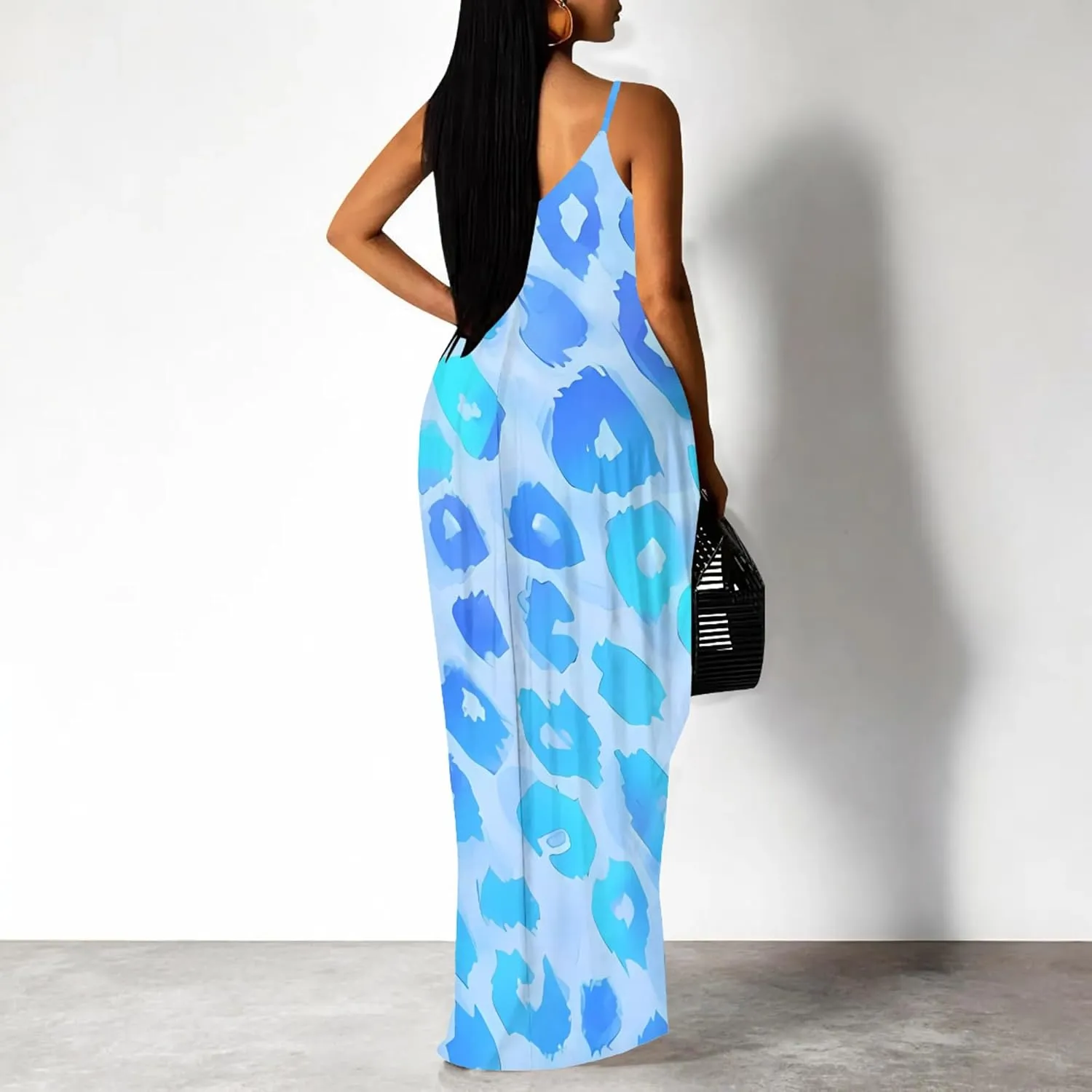 Plus Size Dress for Women 2024 Casual Sleeveless Sundress Loose Spaghetti Strap Long Summer Beach Maxi Dress with Pockets