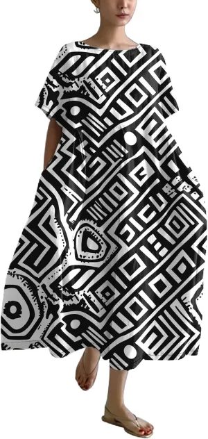 Plus Size Floral Maxi Dress for Women Summer Casual Short Sleeve Boho Dress Cotton Beach Sundresses with Pockets