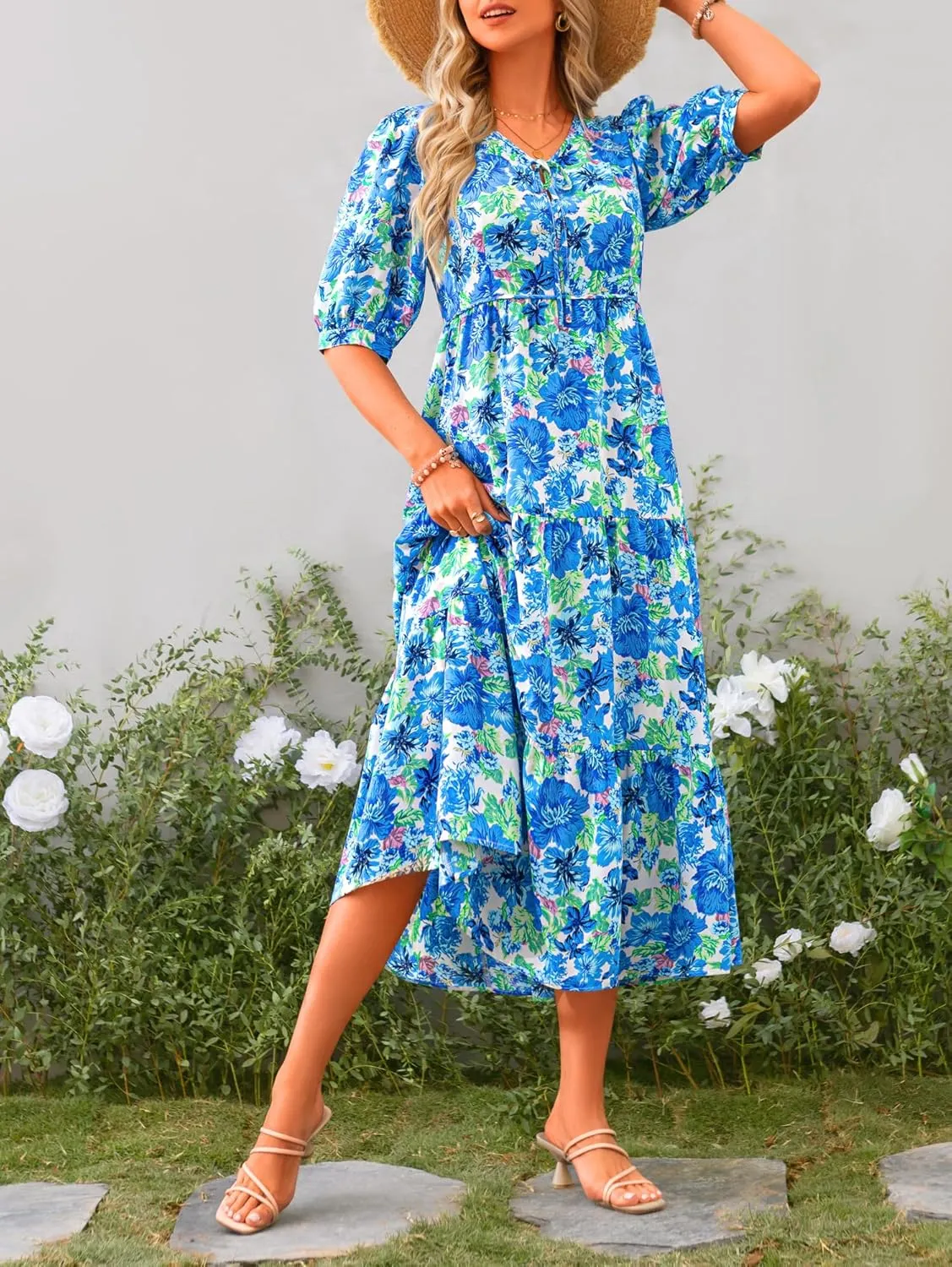 PRETTYGARDEN Maxi Dress for Women 2024 Summer Casual Loose Oversized Floral Sundress Flared Boho Flowy Vacation Long Dresses