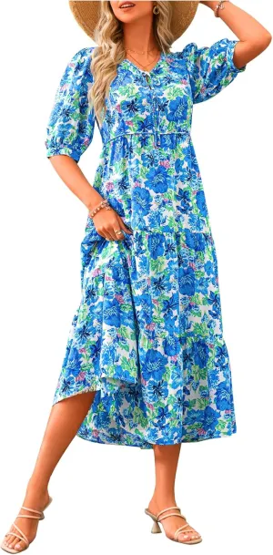 PRETTYGARDEN Maxi Dress for Women 2024 Summer Casual Loose Oversized Floral Sundress Flared Boho Flowy Vacation Long Dresses