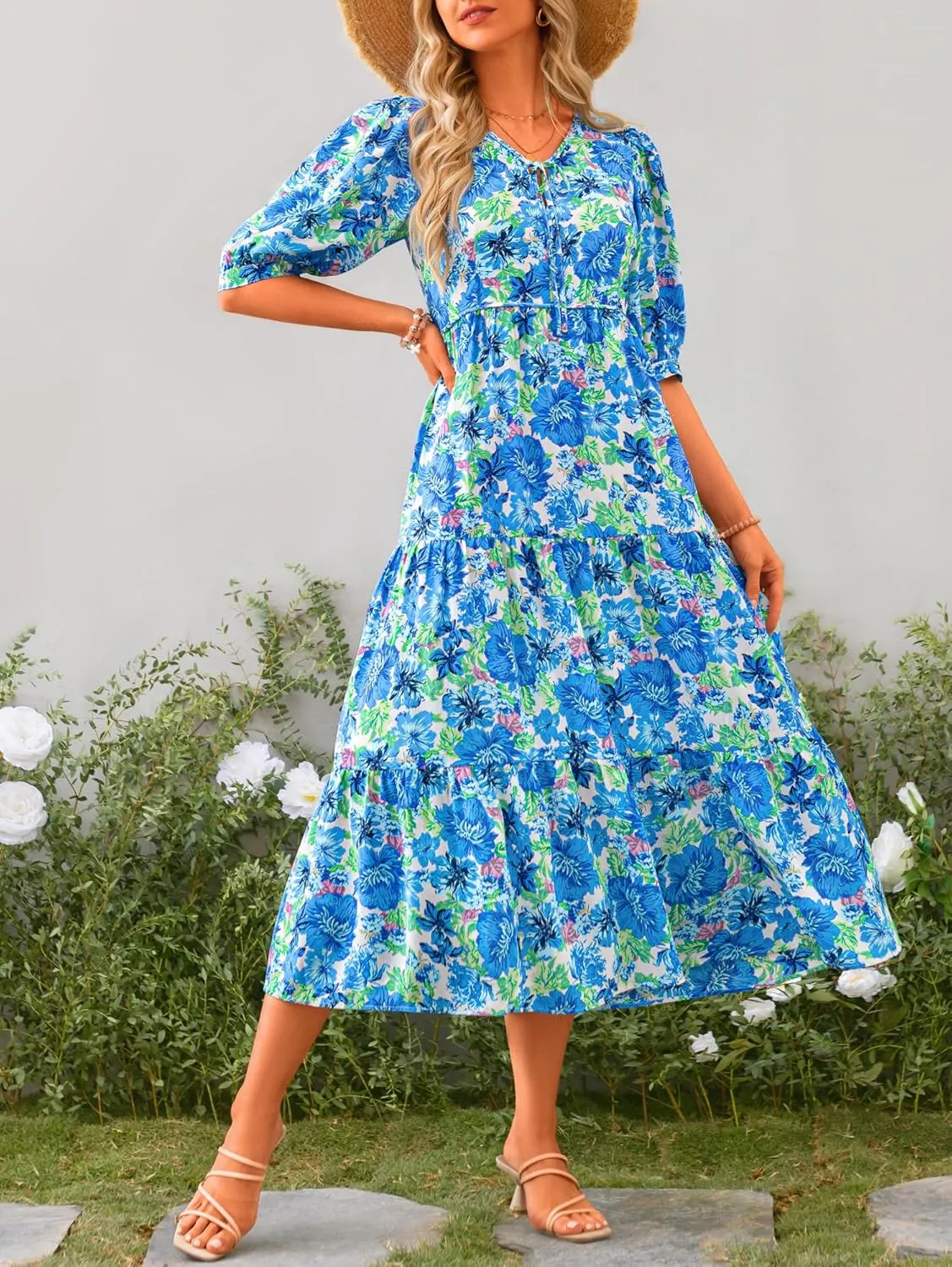 PRETTYGARDEN Maxi Dress for Women 2024 Summer Casual Loose Oversized Floral Sundress Flared Boho Flowy Vacation Long Dresses