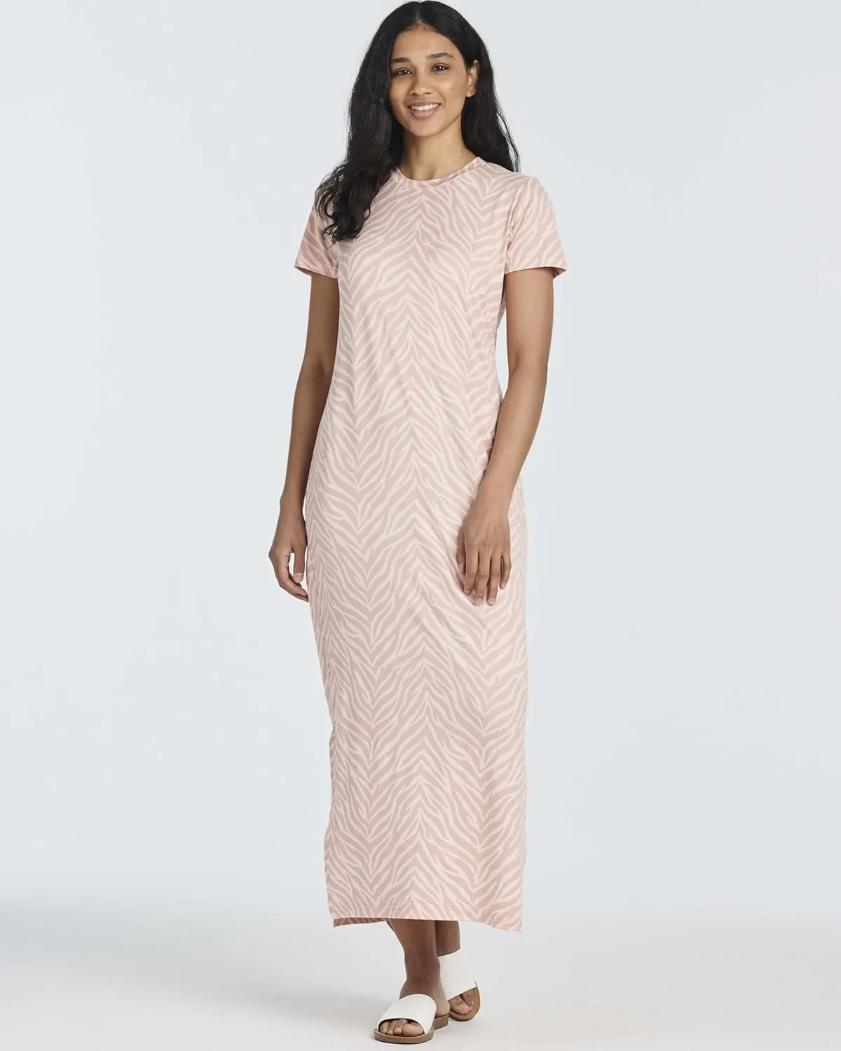 Real Essentials 3 Pack Womens Casual Short Sleeve Maxi T-Shirt Summer Dress with Slit & Pockets (Available in Plus Size)