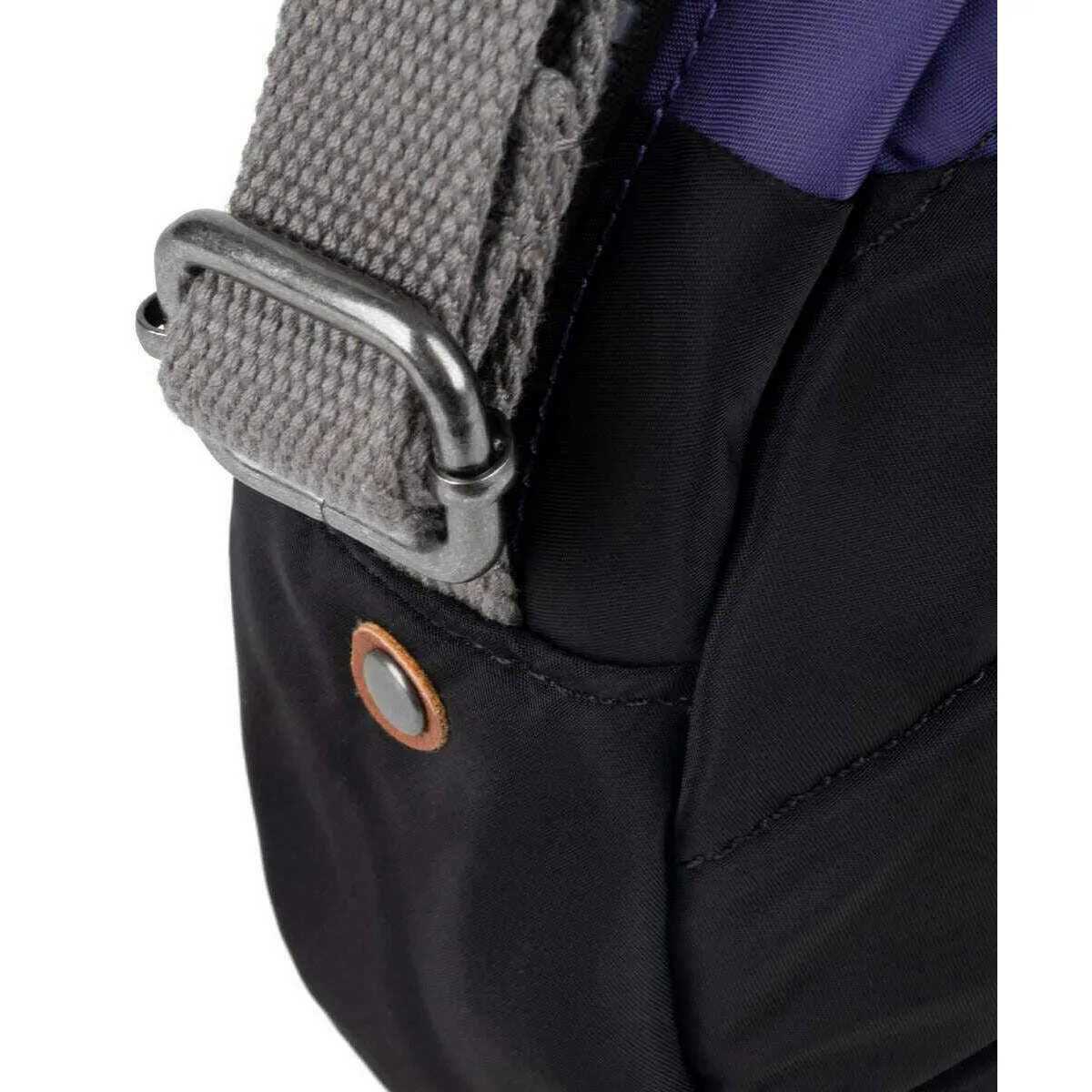 Roka Paddington B Creative Waste Two Tone Recycled Nylon Crossbody Bag - Black/Mulberry Purple