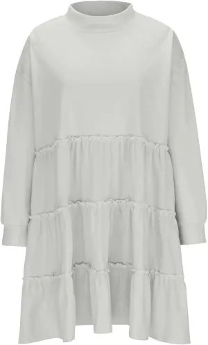 Ruffle Dress for Women 2024 Fall Long Sleeve Pullover Crewneck Sweatshirt Dress Casual Mini Dresses