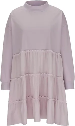 Ruffle Dress for Women 2024 Fall Long Sleeve Pullover Crewneck Sweatshirt Dress Casual Mini Dresses