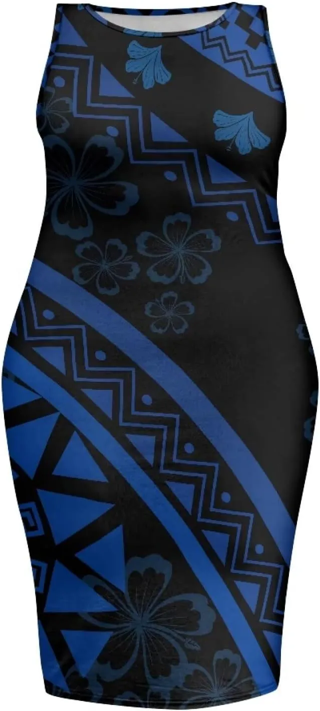 Samoan Tonga Puletasi Women's Sexy Bodycon Tank Dress Sleeveless Polynesian Party Club Beach Sundresses