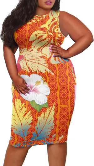 Samoan Tonga Puletasi Women's Sexy Bodycon Tank Dress Sleeveless Polynesian Party Club Beach Sundresses