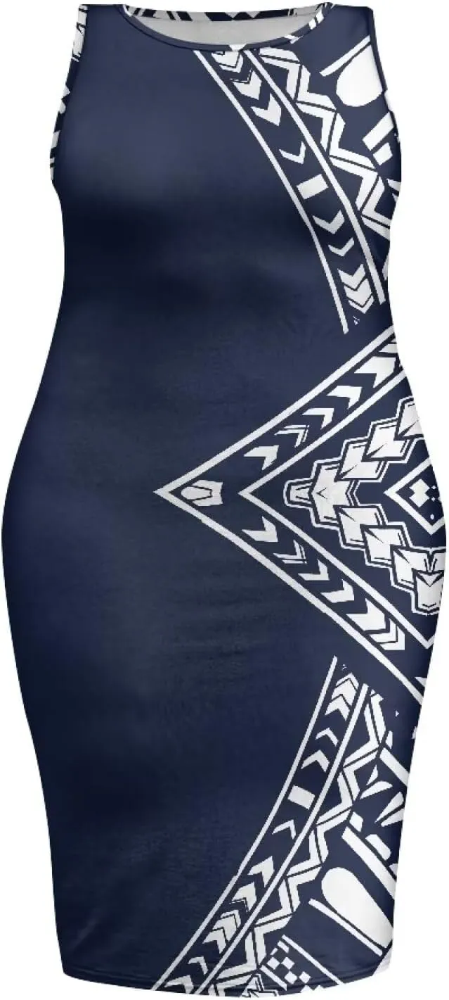 Samoan Tonga Puletasi Women's Sexy Bodycon Tank Dress Sleeveless Polynesian Party Club Beach Sundresses