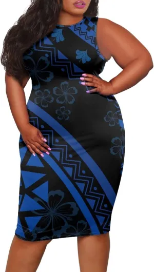Samoan Tonga Puletasi Women's Sexy Bodycon Tank Dress Sleeveless Polynesian Party Club Beach Sundresses