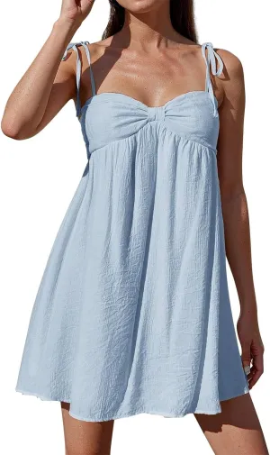 Sexy Summer Dresses for Women 2025 Trendy Backless Tie Shoulder Cami Dress Sweetheart Neckline Flowy Babydoll Dress