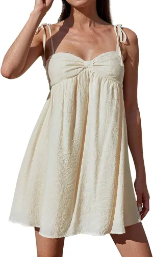 Sexy Summer Dresses for Women 2025 Trendy Backless Tie Shoulder Cami Dress Sweetheart Neckline Flowy Babydoll Dress