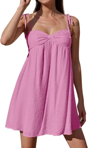 Sexy Summer Dresses for Women 2025 Trendy Backless Tie Shoulder Cami Dress Sweetheart Neckline Flowy Babydoll Dress