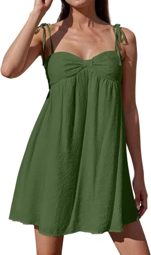 Sexy Summer Dresses for Women 2025 Trendy Backless Tie Shoulder Cami Dress Sweetheart Neckline Flowy Babydoll Dress