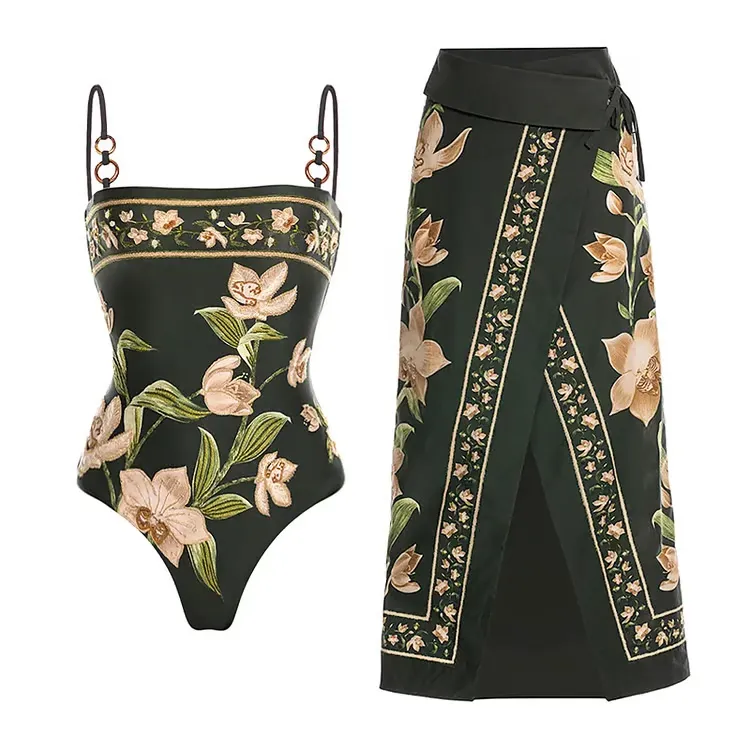 Shelby - Floral Print One-Piece Swimsuit Set