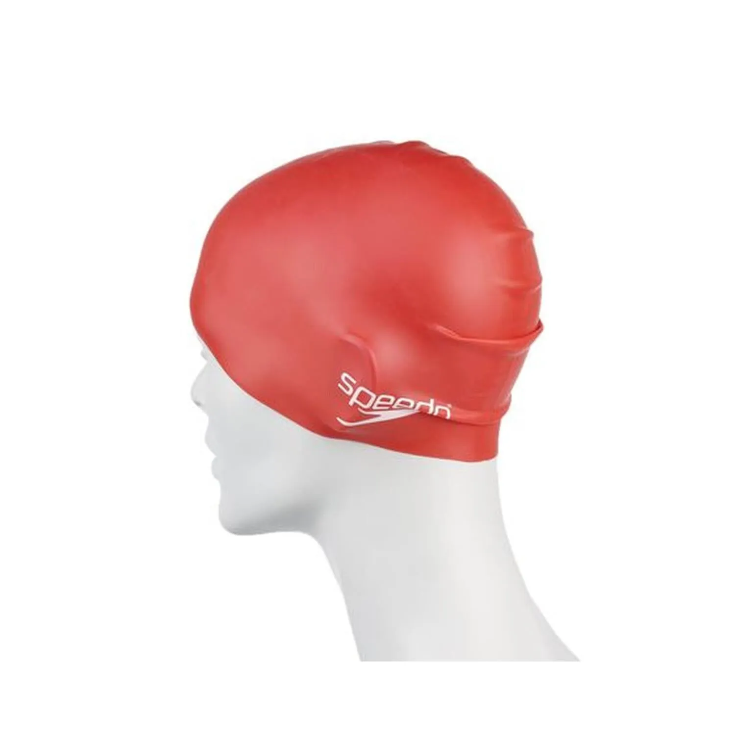 Speedo Junior Plain Moulded Silicone Hydrodynamic Durable Swimming Cap -Red