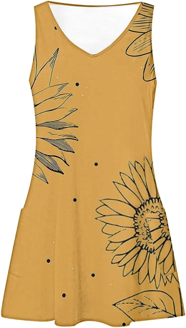 Spring Summer Dresses for Women 2025 Vacation Sleeveless Short Sundress Flowy Casual Tank Dress Trendy Beach Cover ups