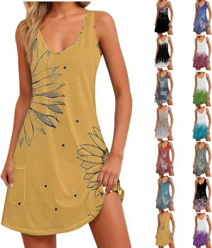 Spring Summer Dresses for Women 2025 Vacation Sleeveless Short Sundress Flowy Casual Tank Dress Trendy Beach Cover ups