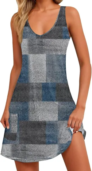 Spring Summer Dresses for Women 2025 Vacation Sleeveless Short Sundress Flowy Casual Tank Dress Trendy Beach Cover ups