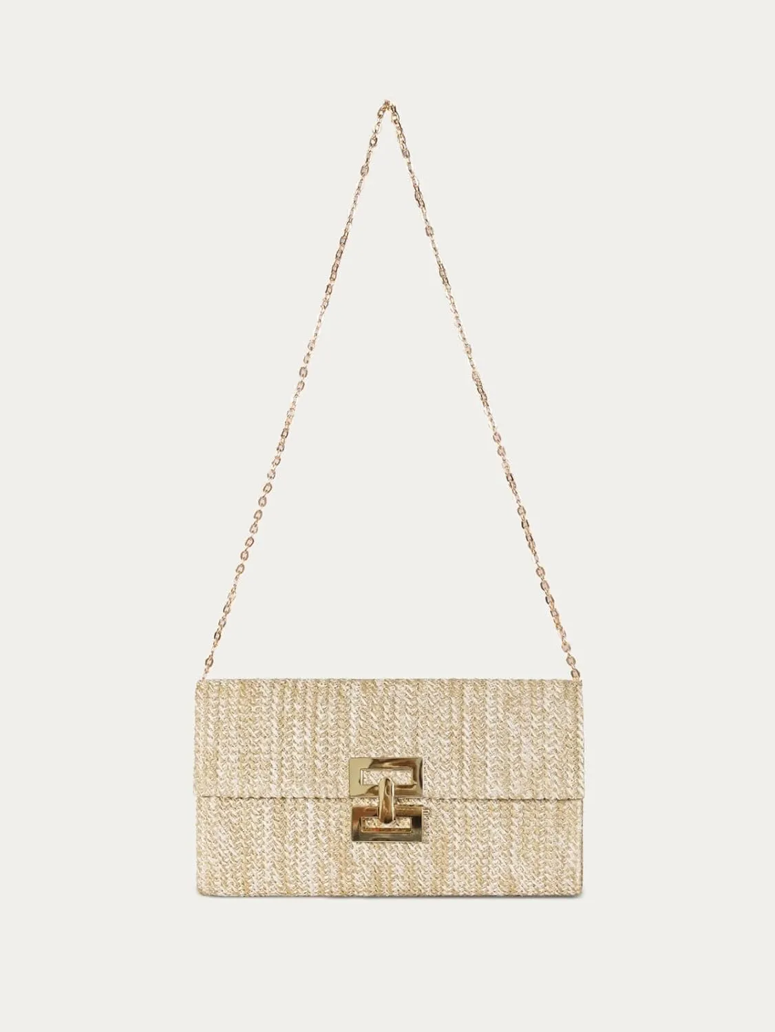 Straw Woven Clutch Purse Women Summer Evening Bag Chain Crossbody Boho Raffia Handbag Elegant Lock Envelope Flap