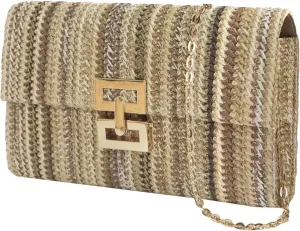 Straw Woven Clutch Purse Women Summer Evening Bag Chain Crossbody Boho Raffia Handbag Elegant Lock Envelope Flap