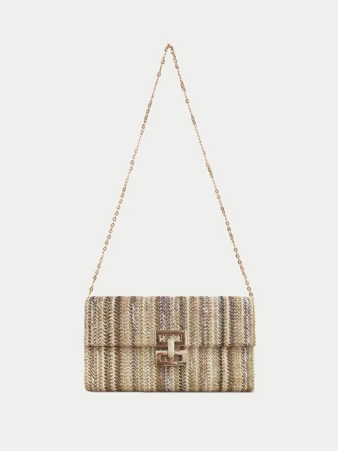 Straw Woven Clutch Purse Women Summer Evening Bag Chain Crossbody Boho Raffia Handbag Elegant Lock Envelope Flap