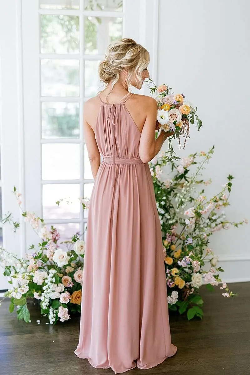 Stylefun Women's Halter Chiffon Bridesmaid Dresses for Women Pleated Simple A-Line Evening Formal Dresses CYM032