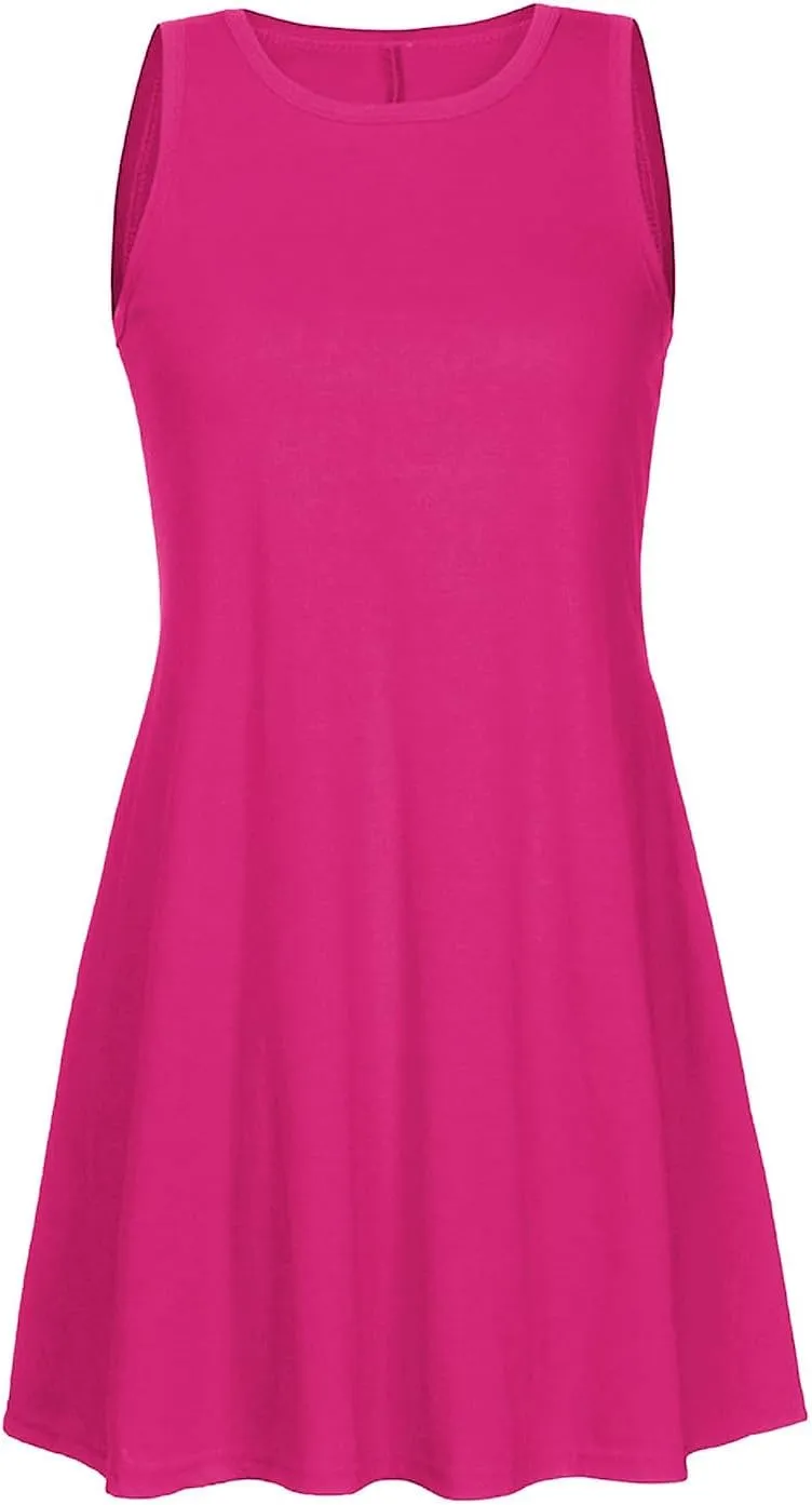 Summer Dresses for Women 2024 Island Vacation Sleeveless Sun Dresses Casual Boho Beach Tank Dress Loose Swing Sundress