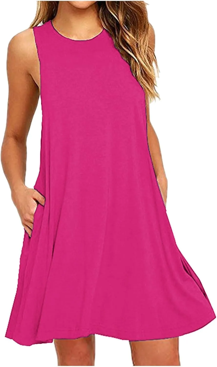 Summer Dresses for Women 2024 Island Vacation Sleeveless Sun Dresses Casual Boho Beach Tank Dress Loose Swing Sundress