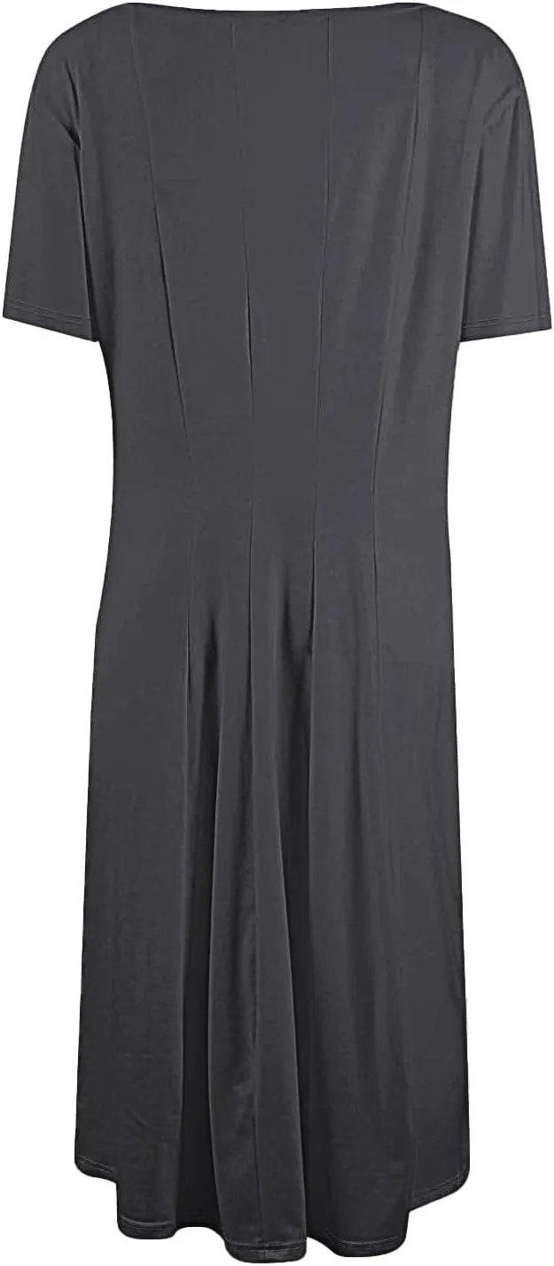 Summer Dresses for Women 2025 Elegant Short Sleeve Midi Dress Casual Plus Size Loose Comfy Flowy Boho Beach Sundress