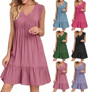 Summer Dresses for Women 2025,Petite Sleeveless Sundresses V Neck Dressy Casual Plus Size Midi Easter Beach Dress