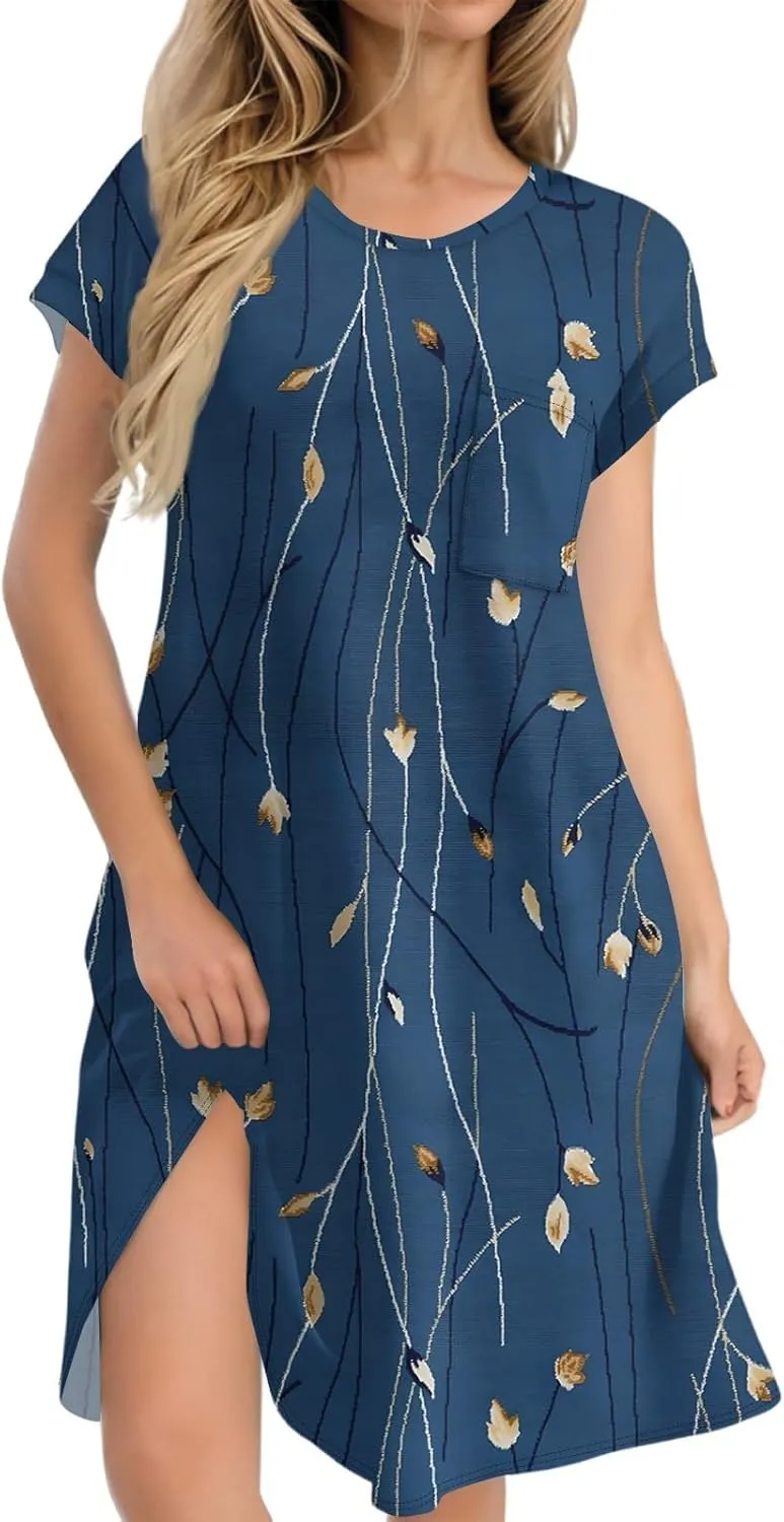 Summer Dresses for Women 2025s Casual Cap Sleeve Crewneck Loose Mini Dresses Casual Floral Beach T Shirt Dres