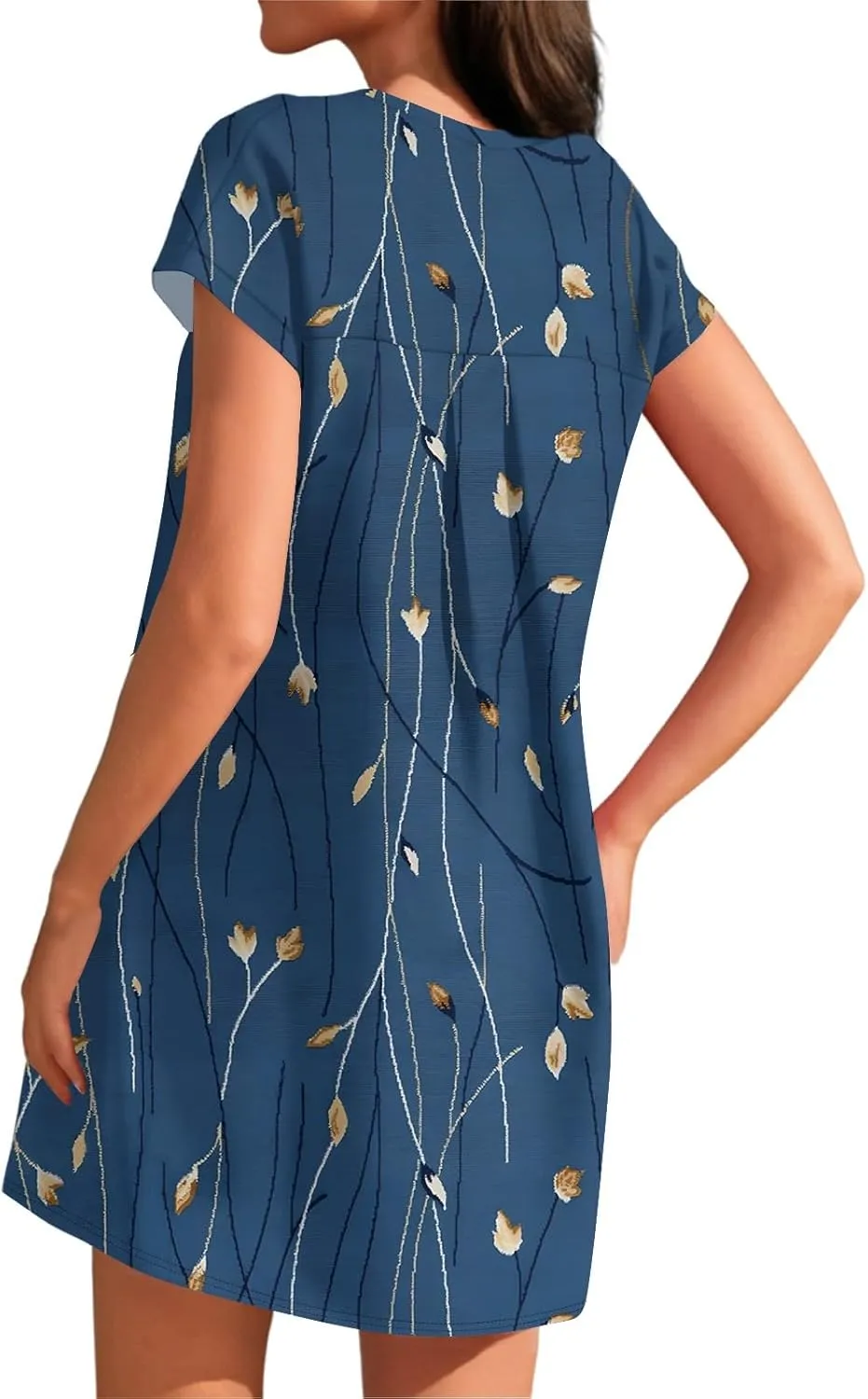 Summer Dresses for Women 2025s Casual Cap Sleeve Crewneck Loose Mini Dresses Casual Floral Beach T Shirt Dres