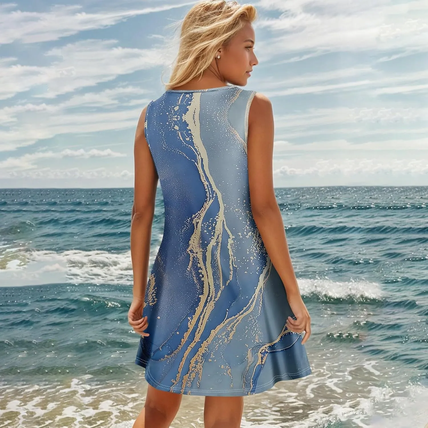 Summer Dresses for Women Sundresses Beach Swimsuit Coverups Casual Swing Sleeveless Button Down Spring Sun Dress