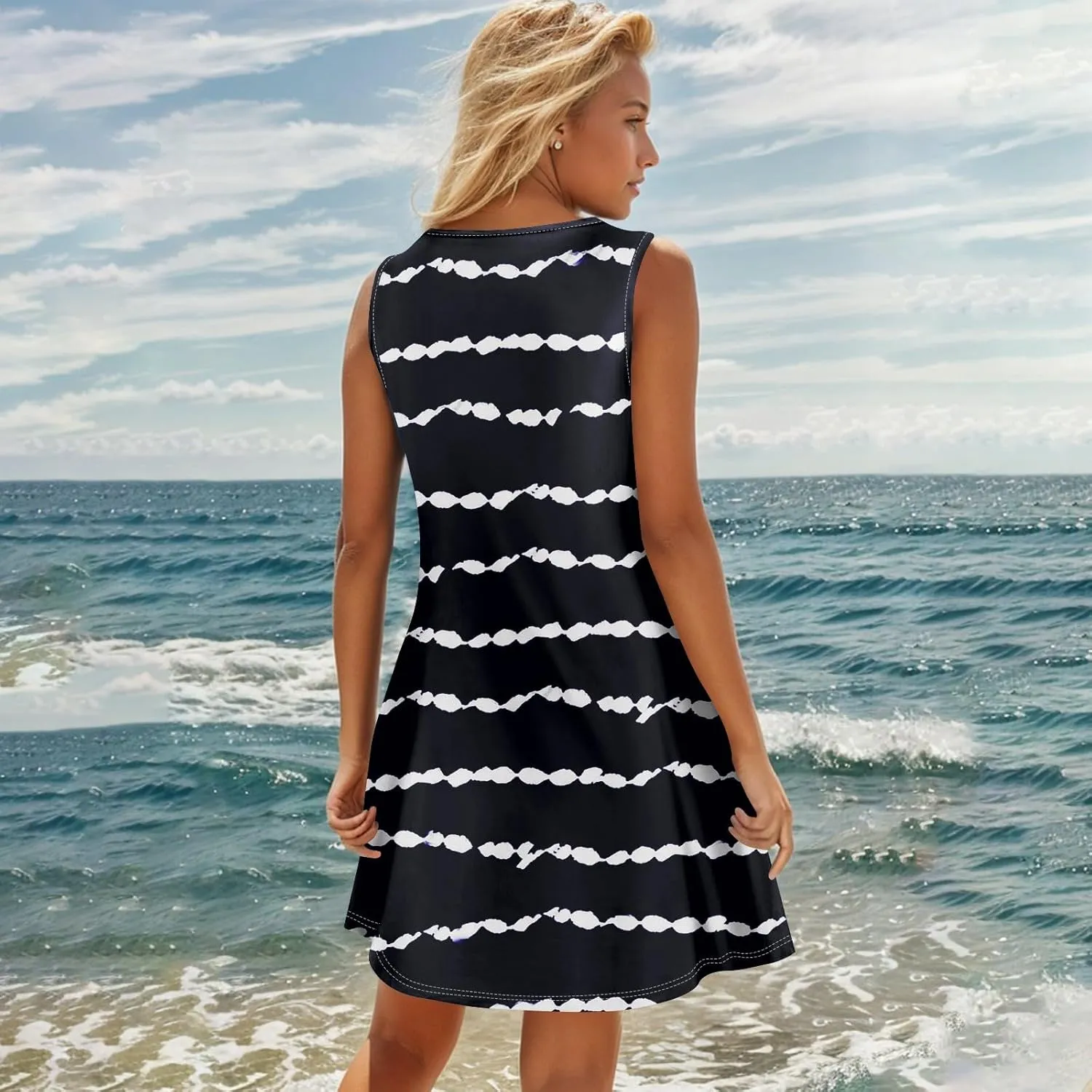 Summer Dresses for Women Sundresses Beach Swimsuit Coverups Casual Swing Sleeveless Button Down Spring Sun Dress