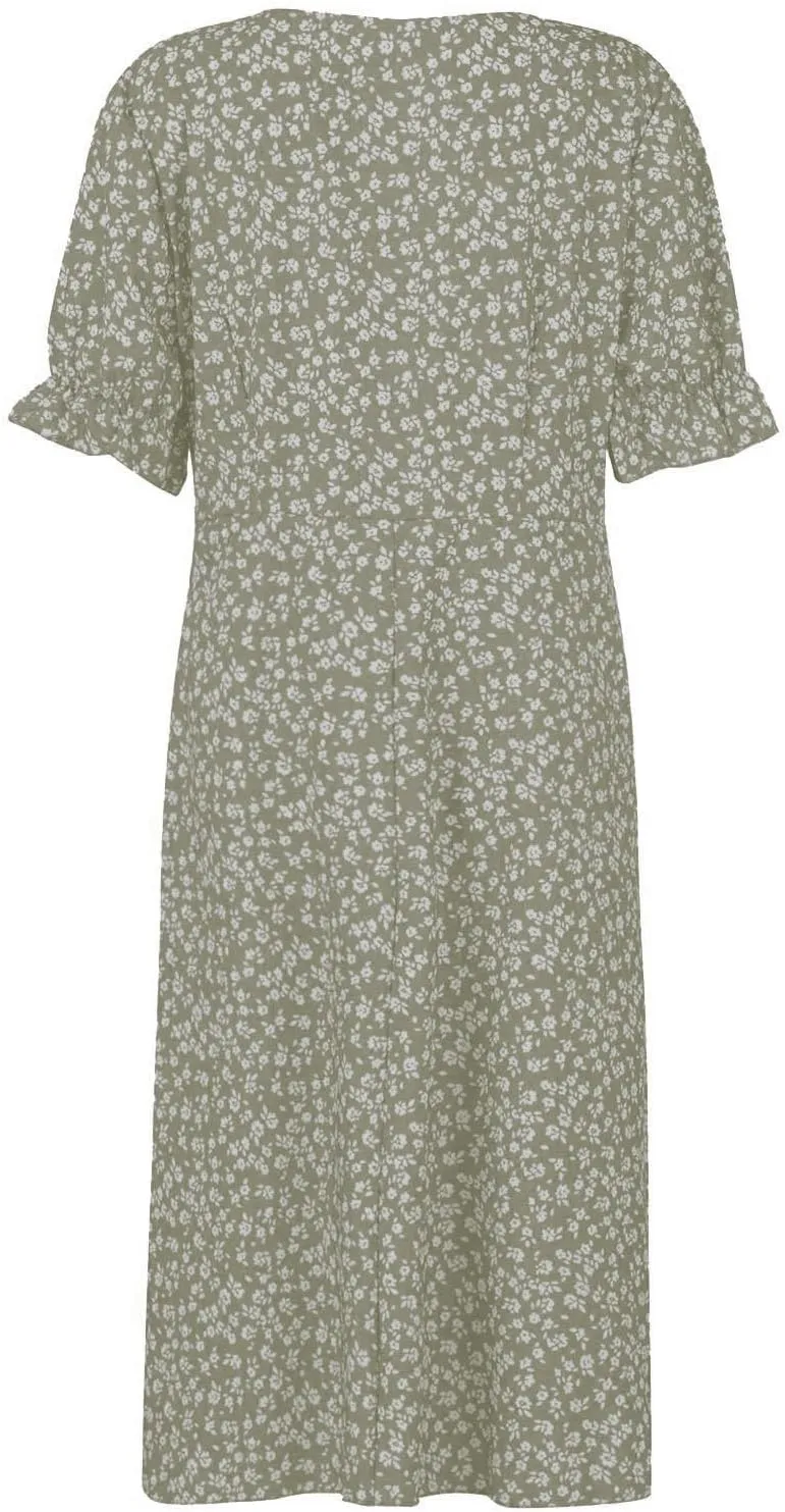 Summer Dresses for Women Wrap Midi Dresses for Women Puff Sleeve Trendy Summer Loose Casual Vintage Cute