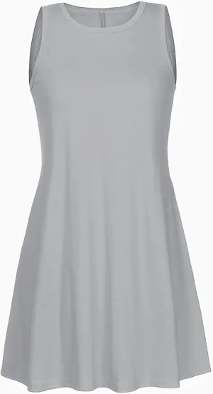 Sundresses for Women 2024 Vacation Sleeveless Crewneck Ruffle Swing Mini Dresses Flowy Casual Beach Dress with Pocket