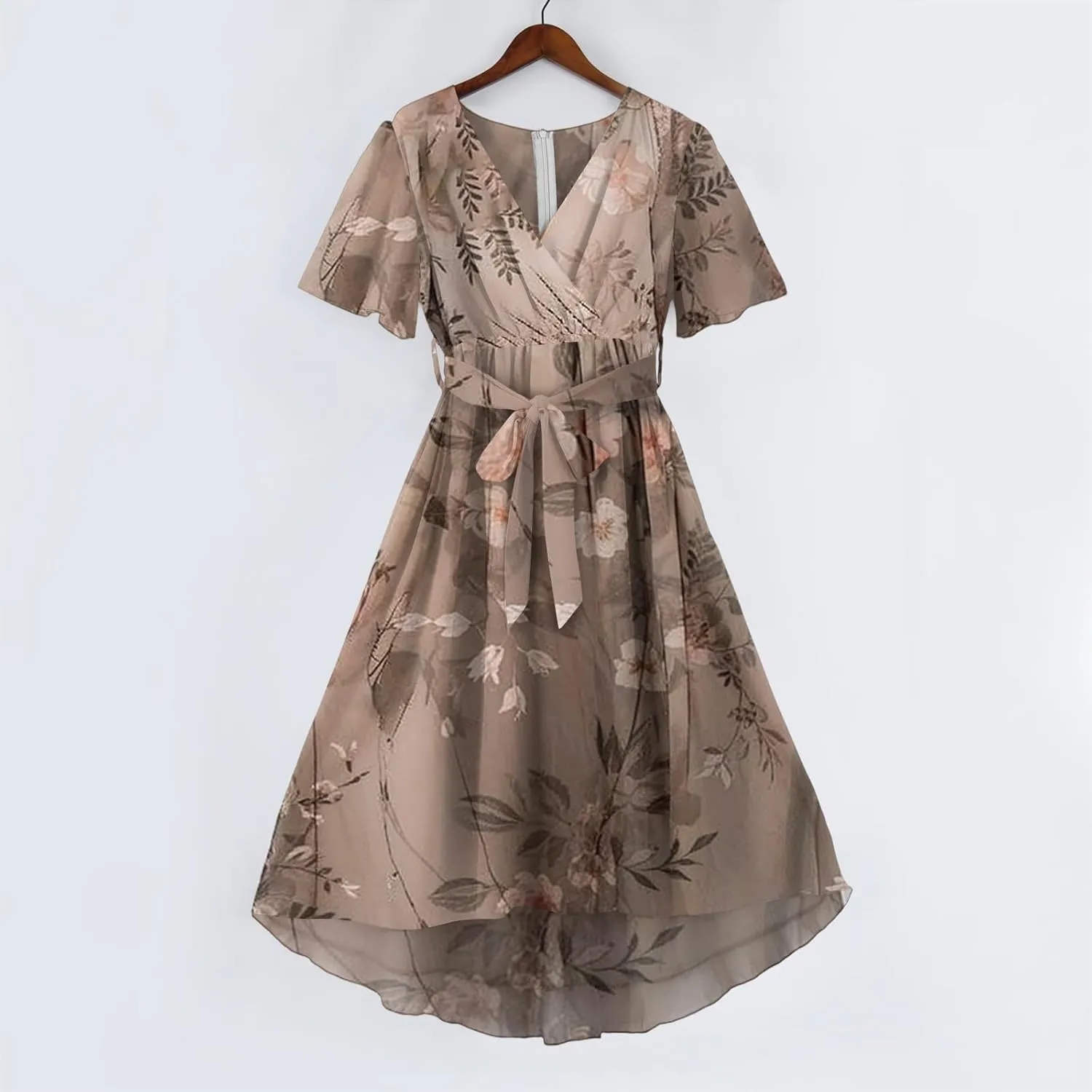 Sundresses for Women,Cocktail Prom Summer Sexy Dress Chiffon Womens Spring Dresses Wrap Flowy Wedding Guest