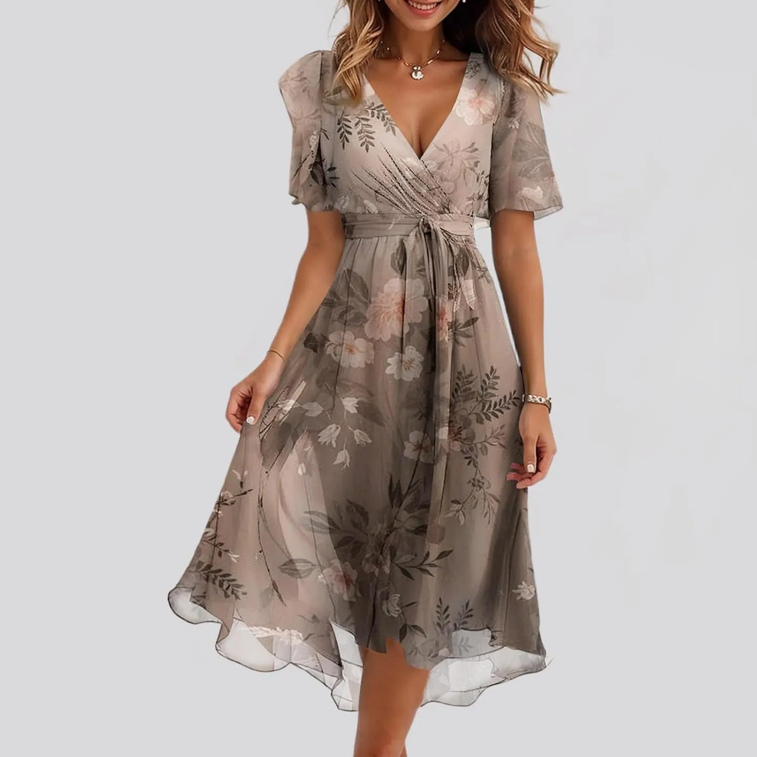 Sundresses for Women,Cocktail Prom Summer Sexy Dress Chiffon Womens Spring Dresses Wrap Flowy Wedding Guest