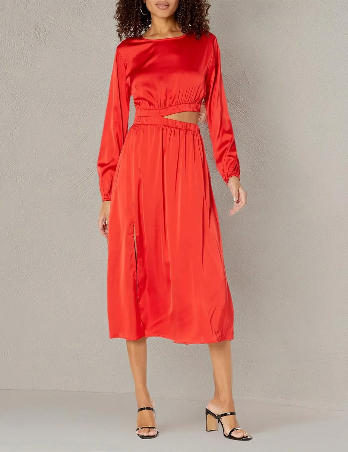 The Drop Women's Jacob Long Sleeve Cut Out Midi Dress