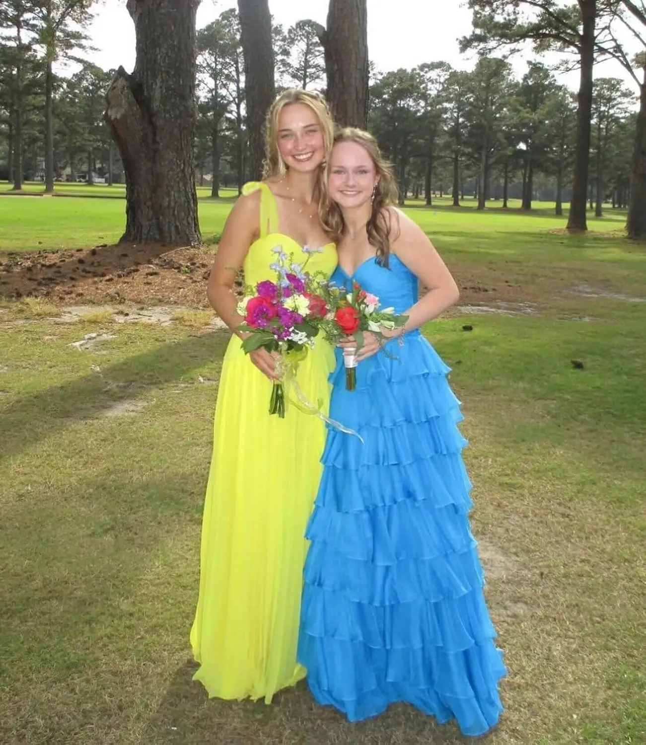 Tiered Prom Dresses with Bow 2025 Spaghetti Straps Long Layered Ruffle Chiffon Ball Gowns with Slit IMC066