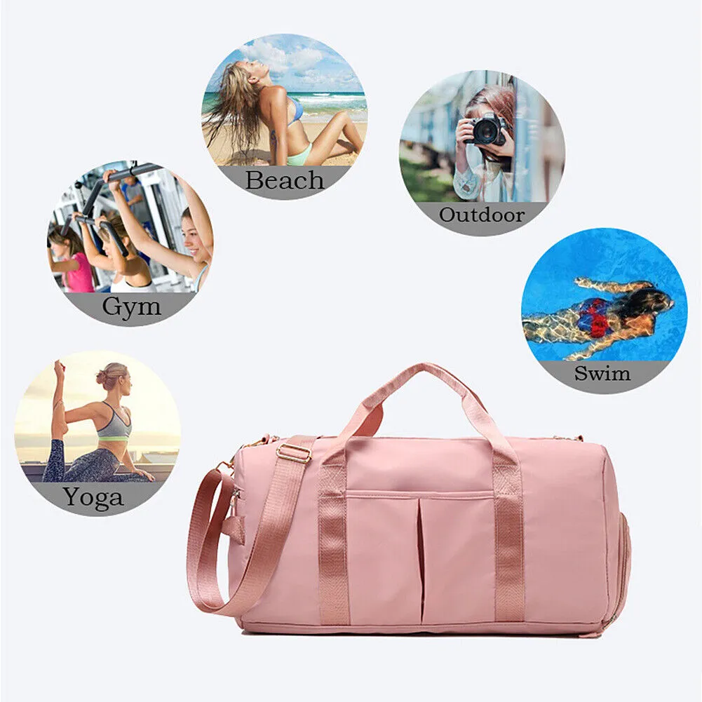 US Sports Gym Travel Duffel Bag Wet Pocket Shoes Compartment Swim Yoga Training