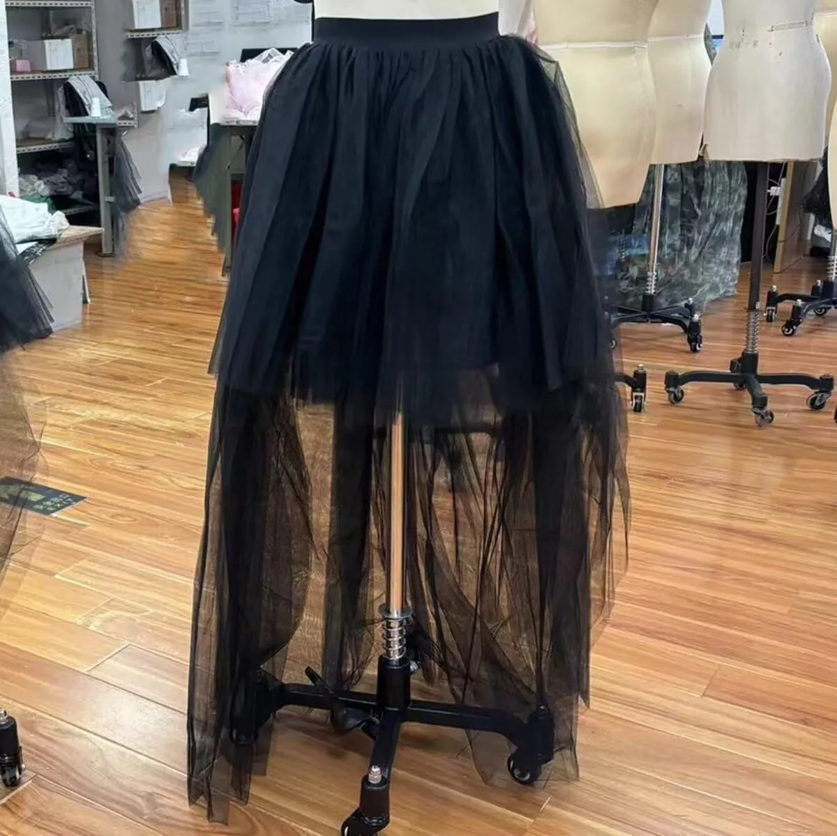 WDPL Women's High Low Long Tutu Tulle Bustle Skirt Elastic Waist Festival Party Skirt