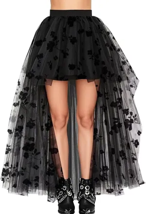 WDPL Women's High Low Long Tutu Tulle Bustle Skirt Elastic Waist Festival Party Skirt